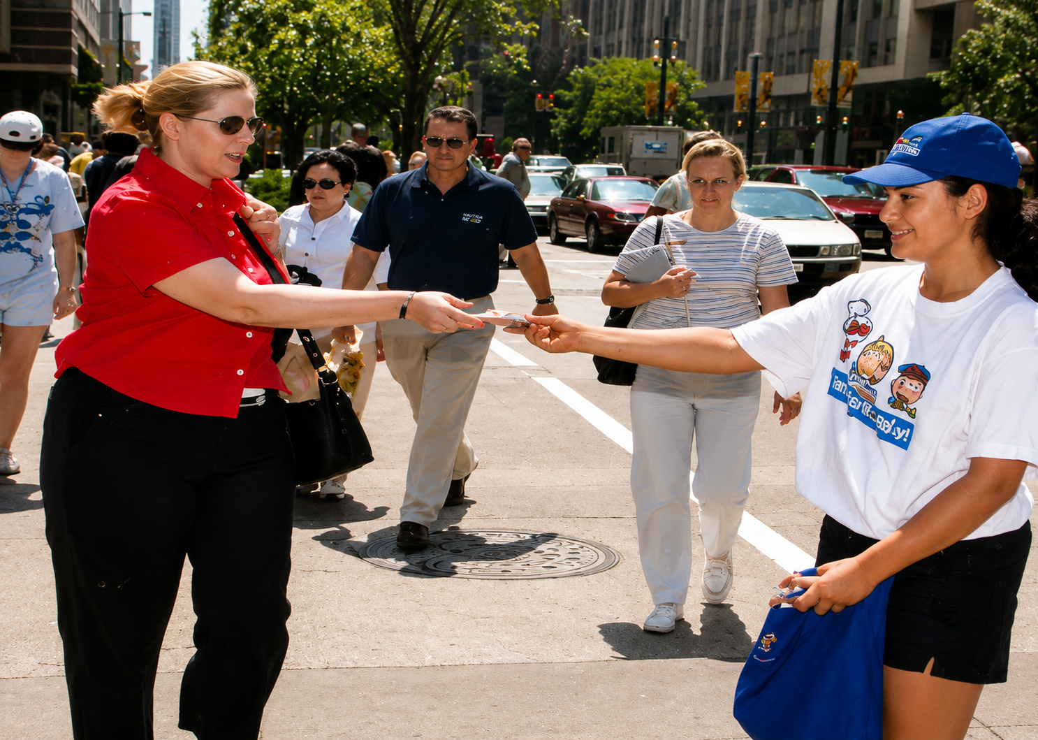 Street team sampling Nutri-Grain to commuters during the morning rush